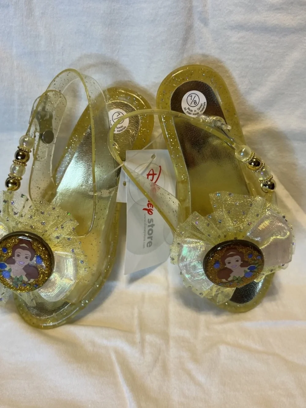 Beauty and the Beast Princess ~BELLE~ Costume Slipper Shoes ~ Disney VTG NWT 7/8